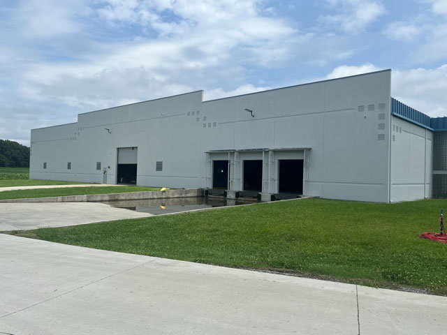 Completed commercial exterior with loading docks